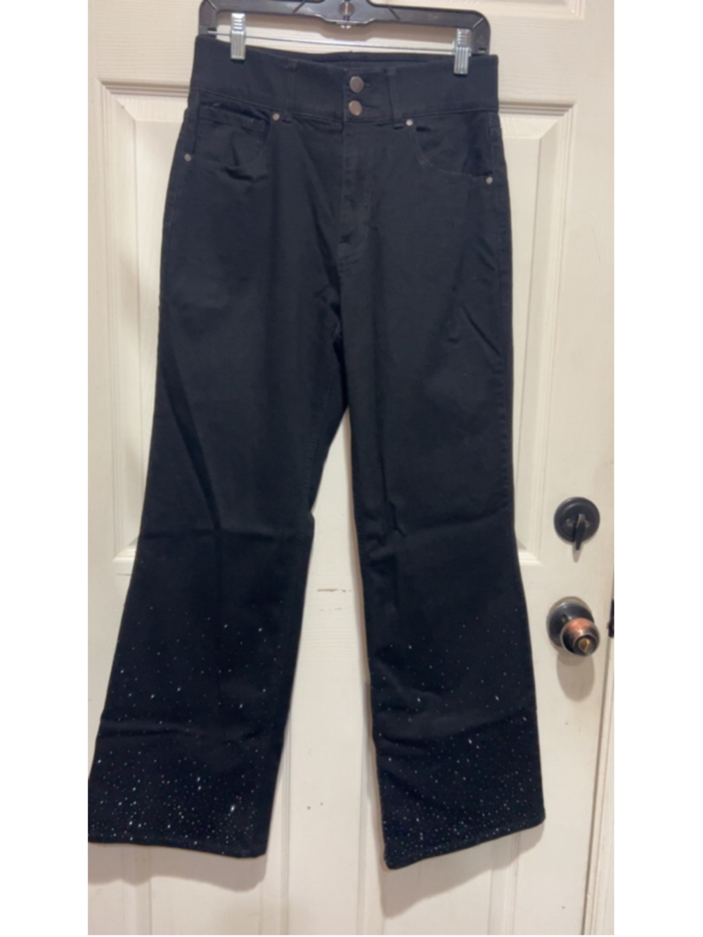 Farmers Market Black Flare & Wide Leg Jeans with Silver Sparkles, Size 10